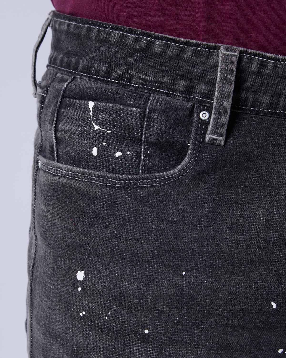 Graffiti Grey Splatter Stretch Jeans - Image 3