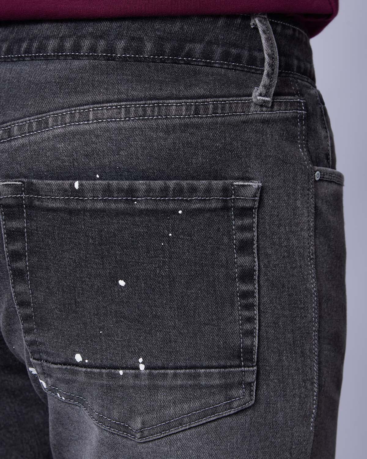 Graffiti Grey Splatter Stretch Jeans - Image 4