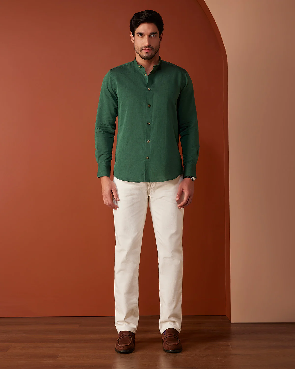 Green Cotton Linen Shirt - Image 3