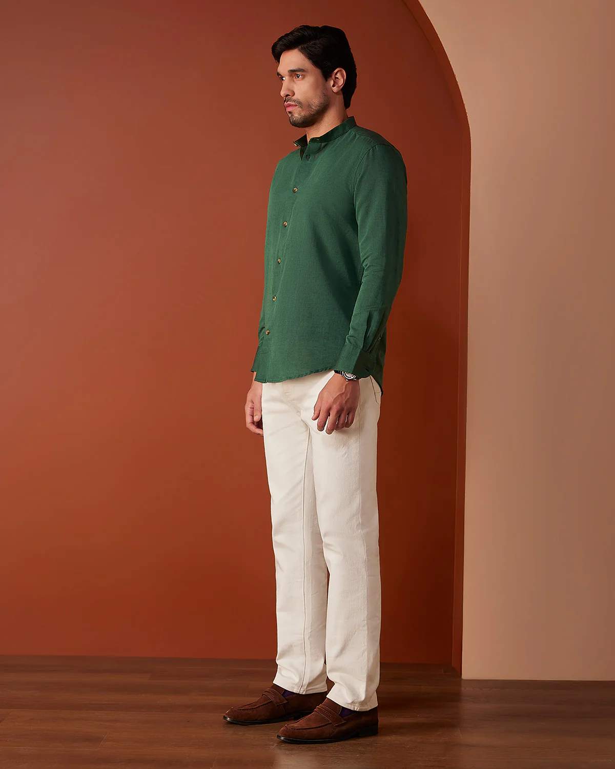 Green Cotton Linen Shirt - Image 4