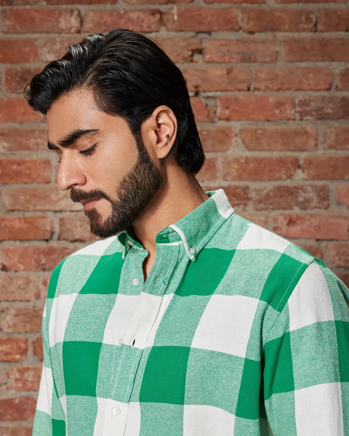 Green & White Flannel Shirt - Image 3
