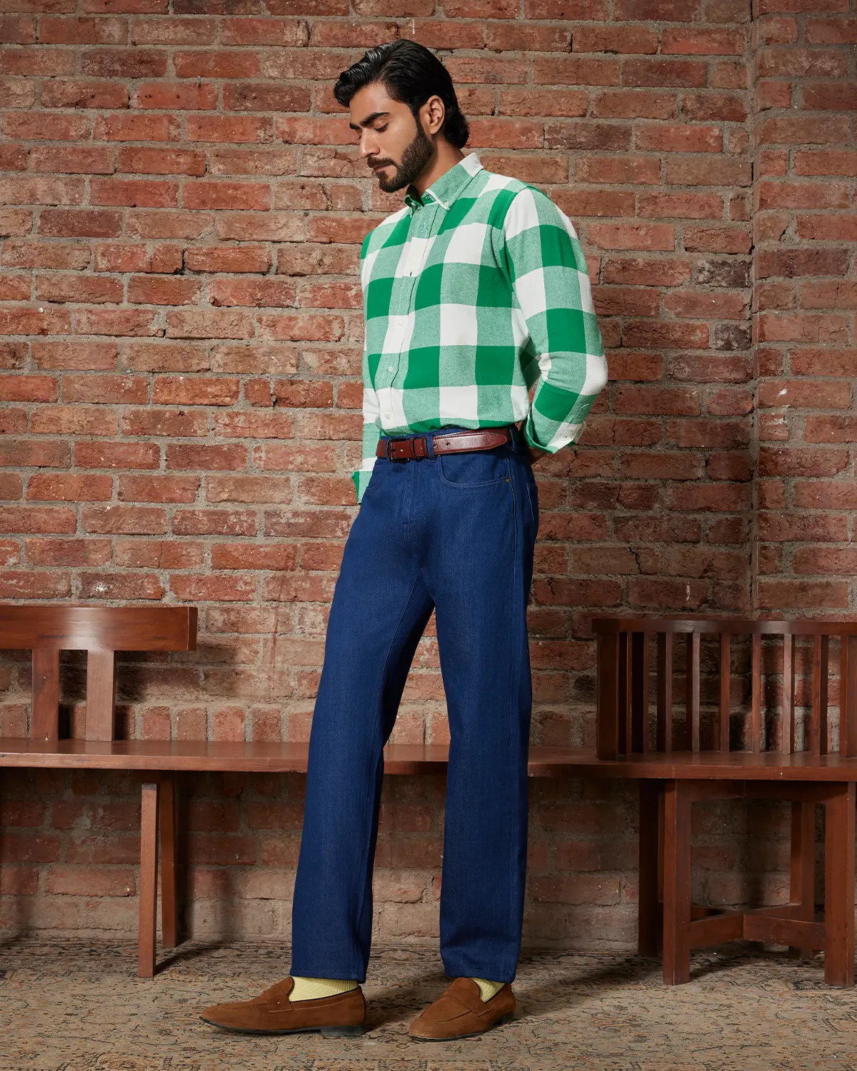 Green & White Flannel Shirt - Image 5