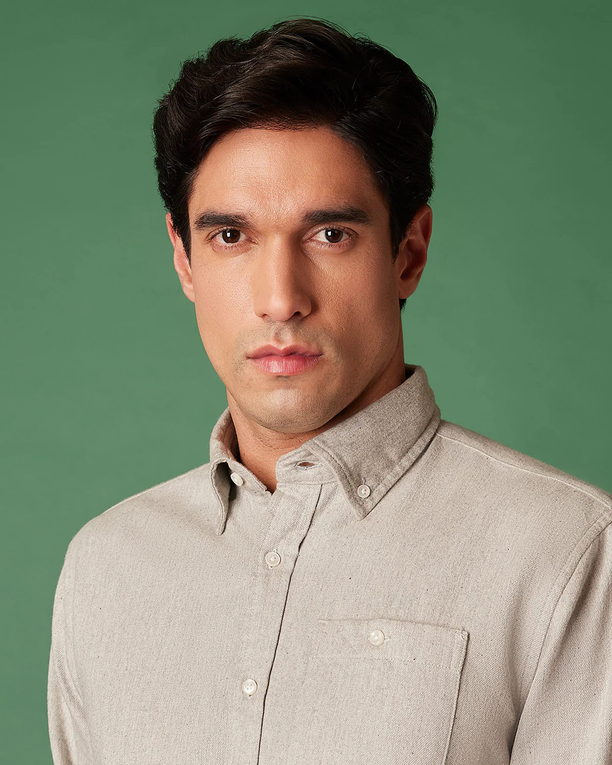 Grey Brushed Twill Shirt - Image 2