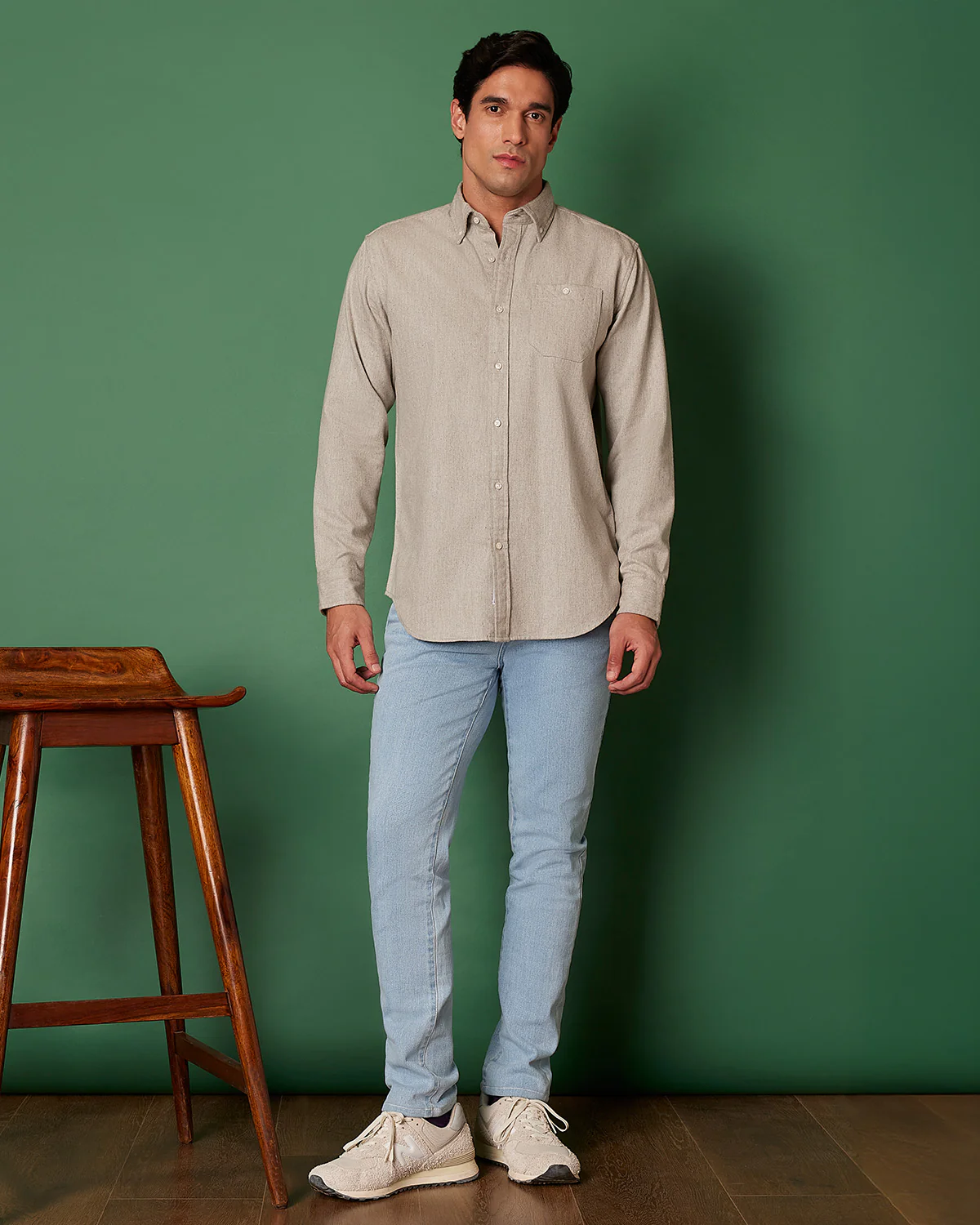 Grey Brushed Twill Shirt - Image 3
