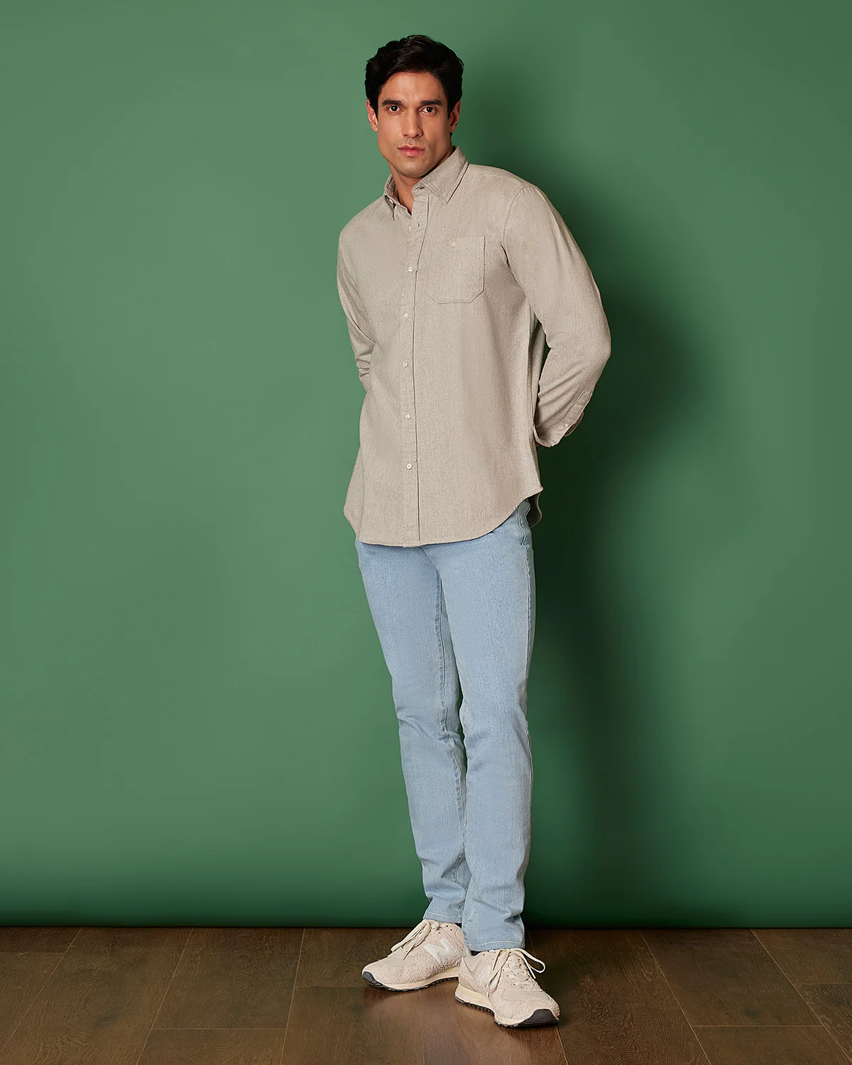 Grey Brushed Twill Shirt - Image 4