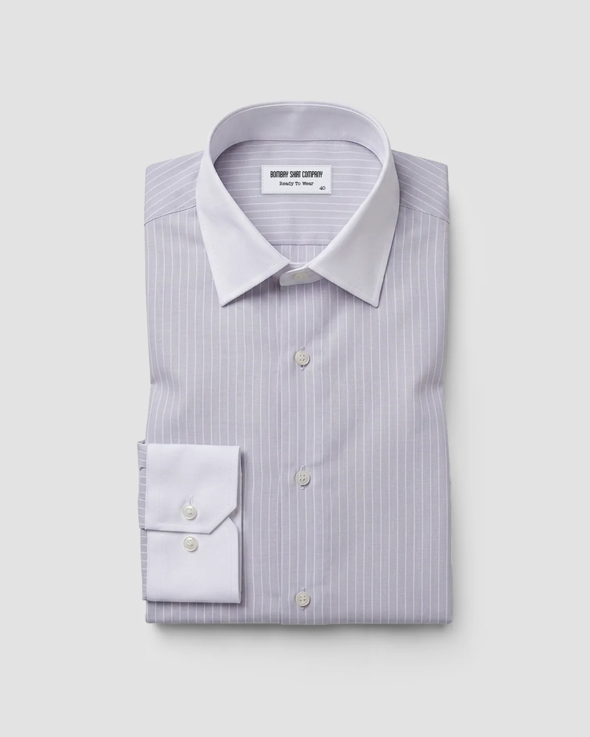 Grey Banker Striped Shirt