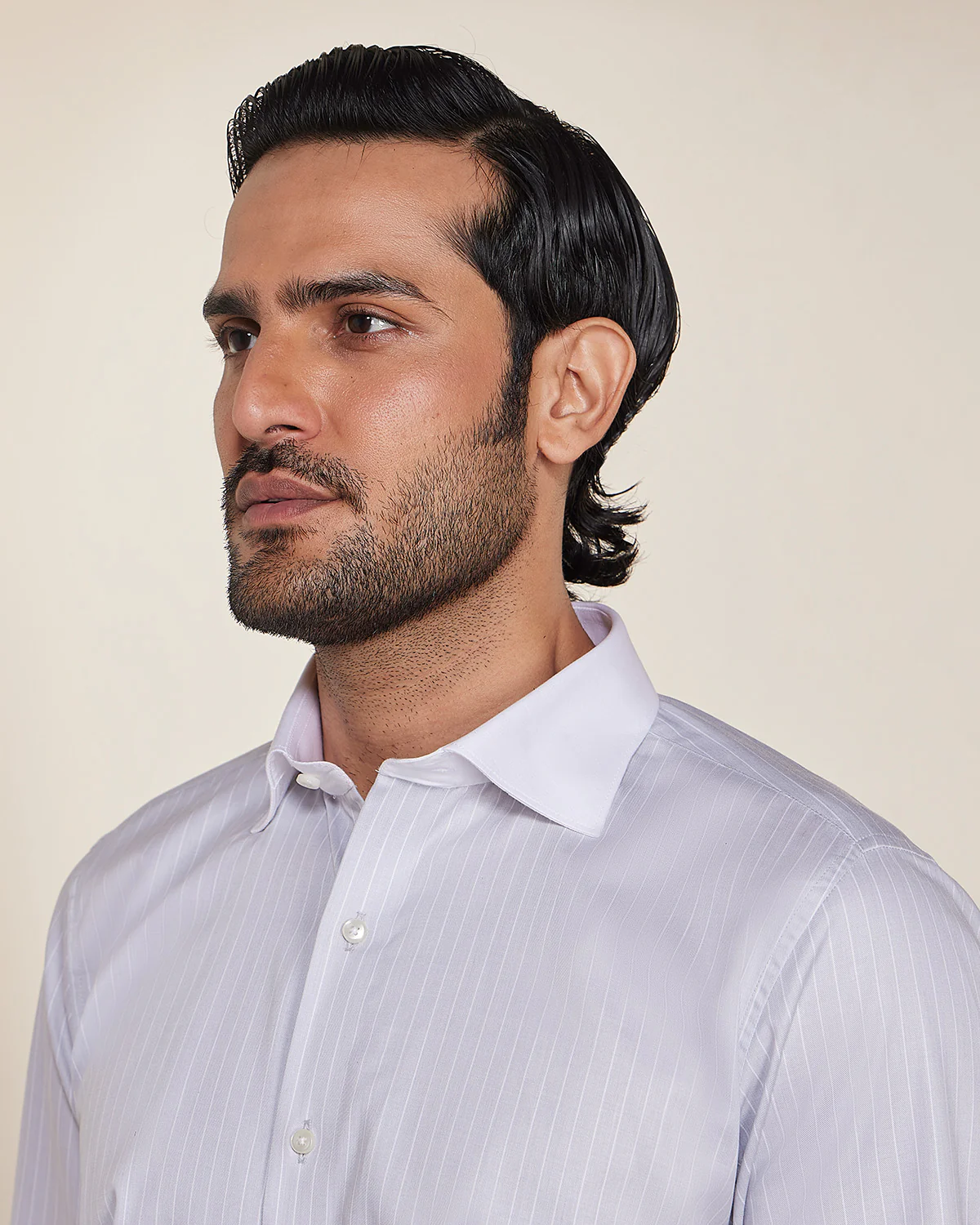 Grey Banker Striped Shirt - Image 3