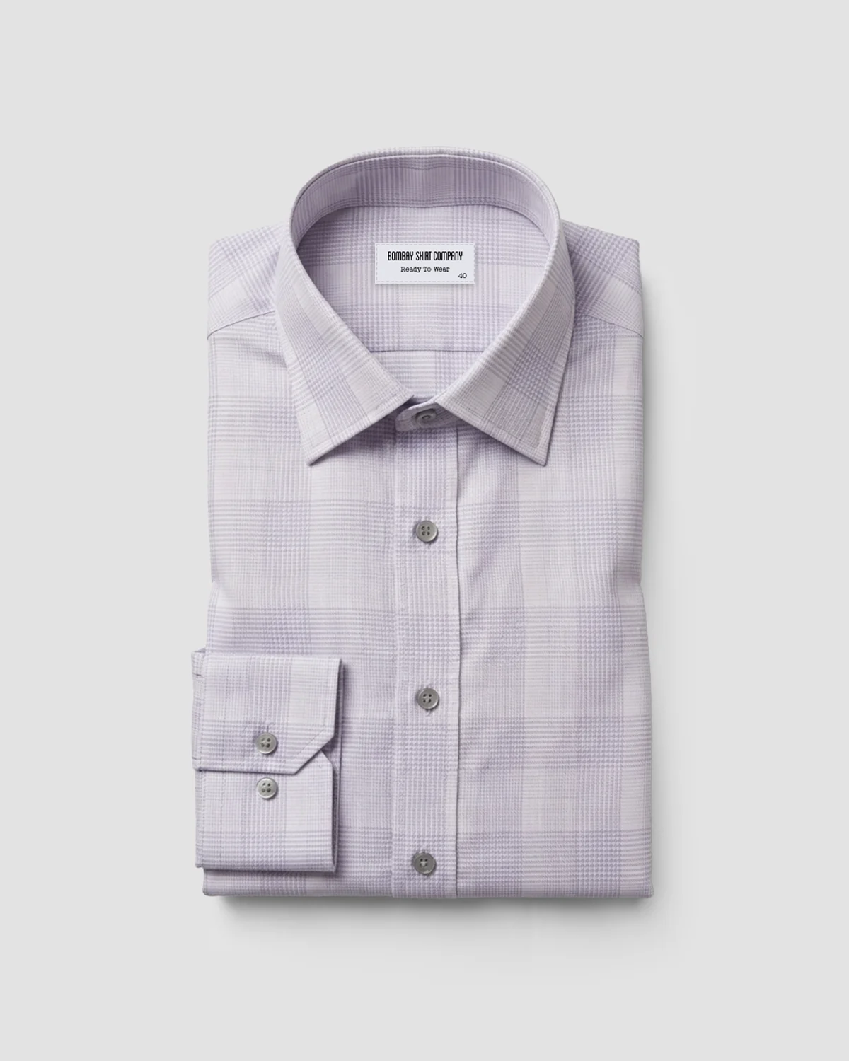 Grey & White Dobby Checked Shirt