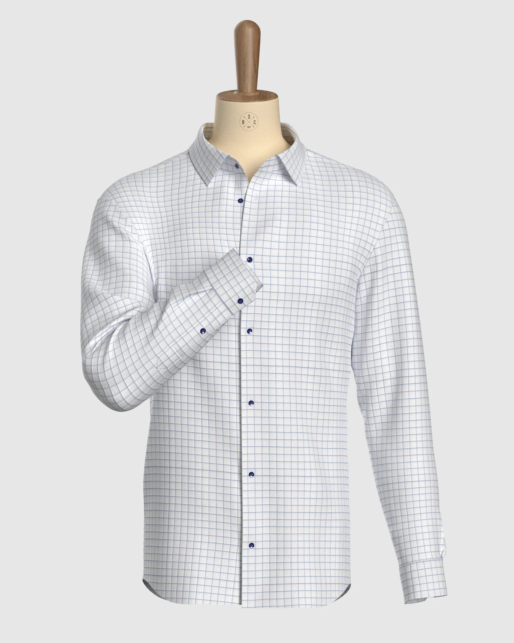 Harrowfield Twill Checked Shirt - White & Blue - Image 2