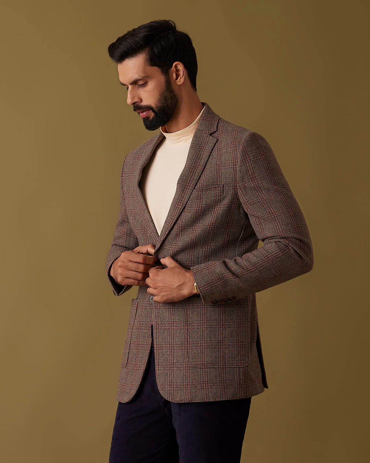 Harthmore Woolen Checkered Jacket - Brown - Image 4