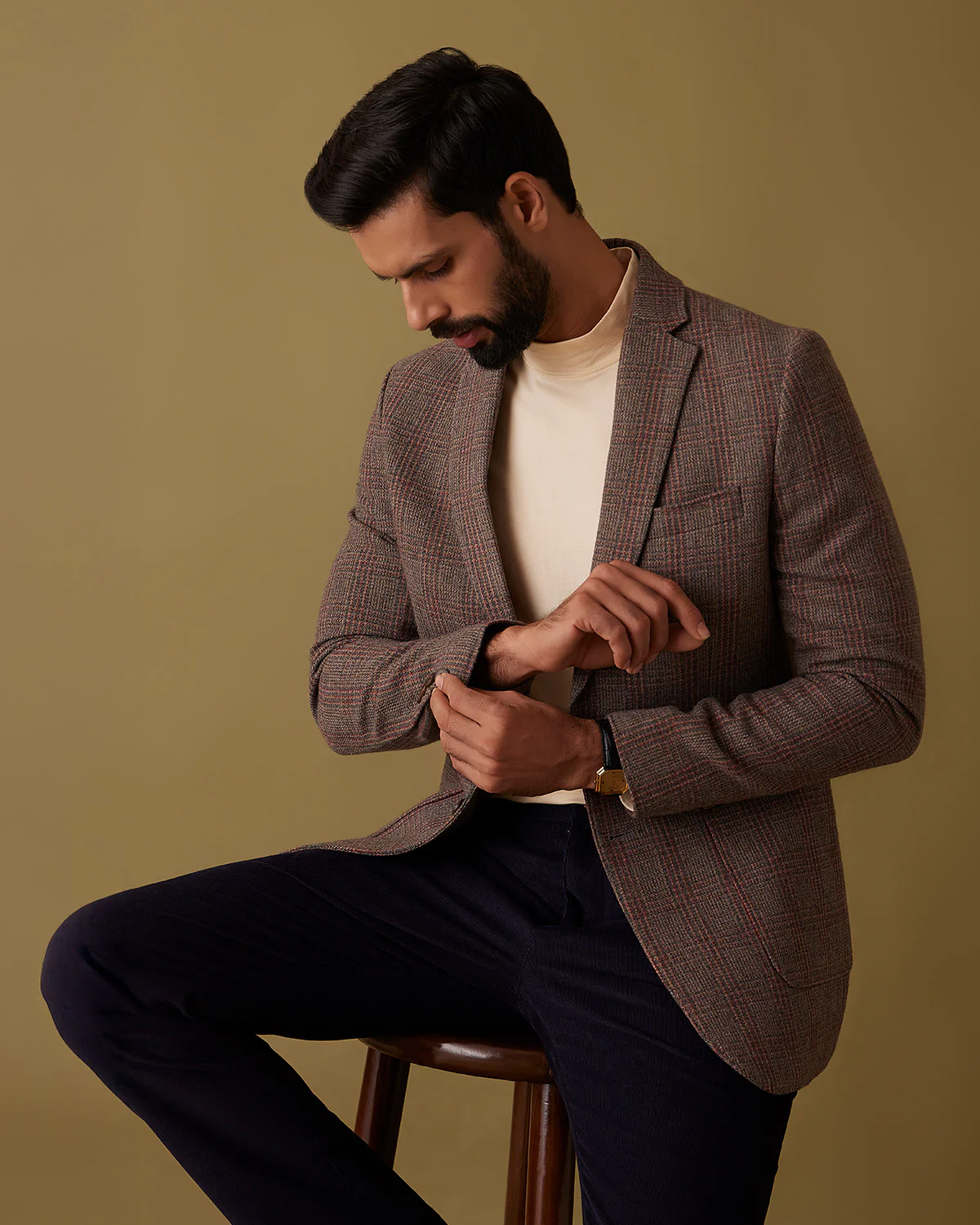 Harthmore Woolen Checkered Jacket - Brown - Image 5
