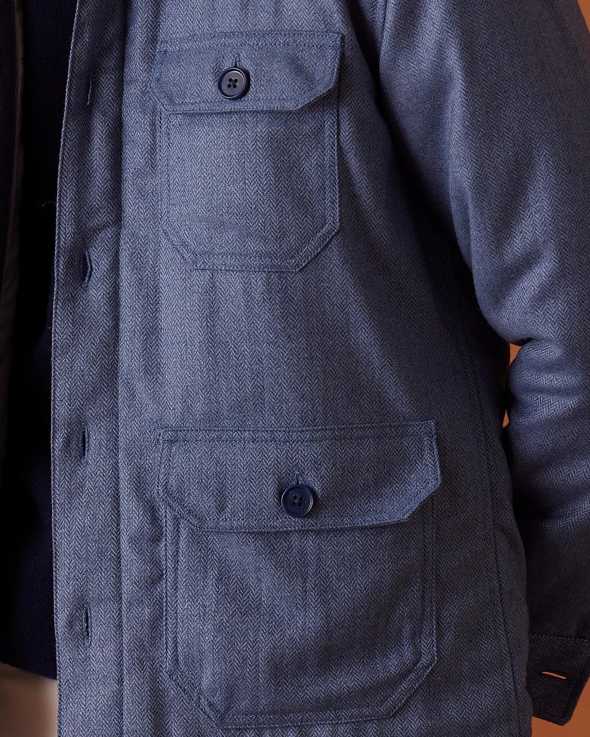 Hensley Herringbone Tweed Shacket - Blue - Image 4