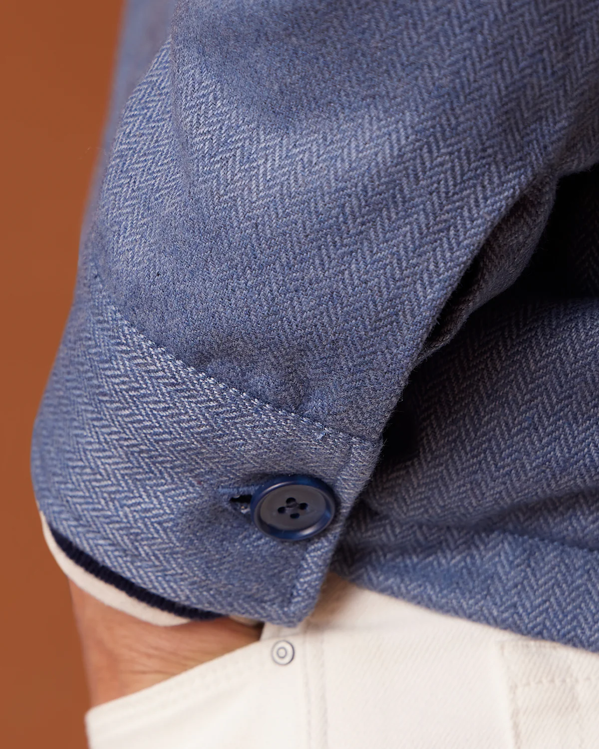 Hensley Herringbone Tweed Shacket - Blue - Image 5