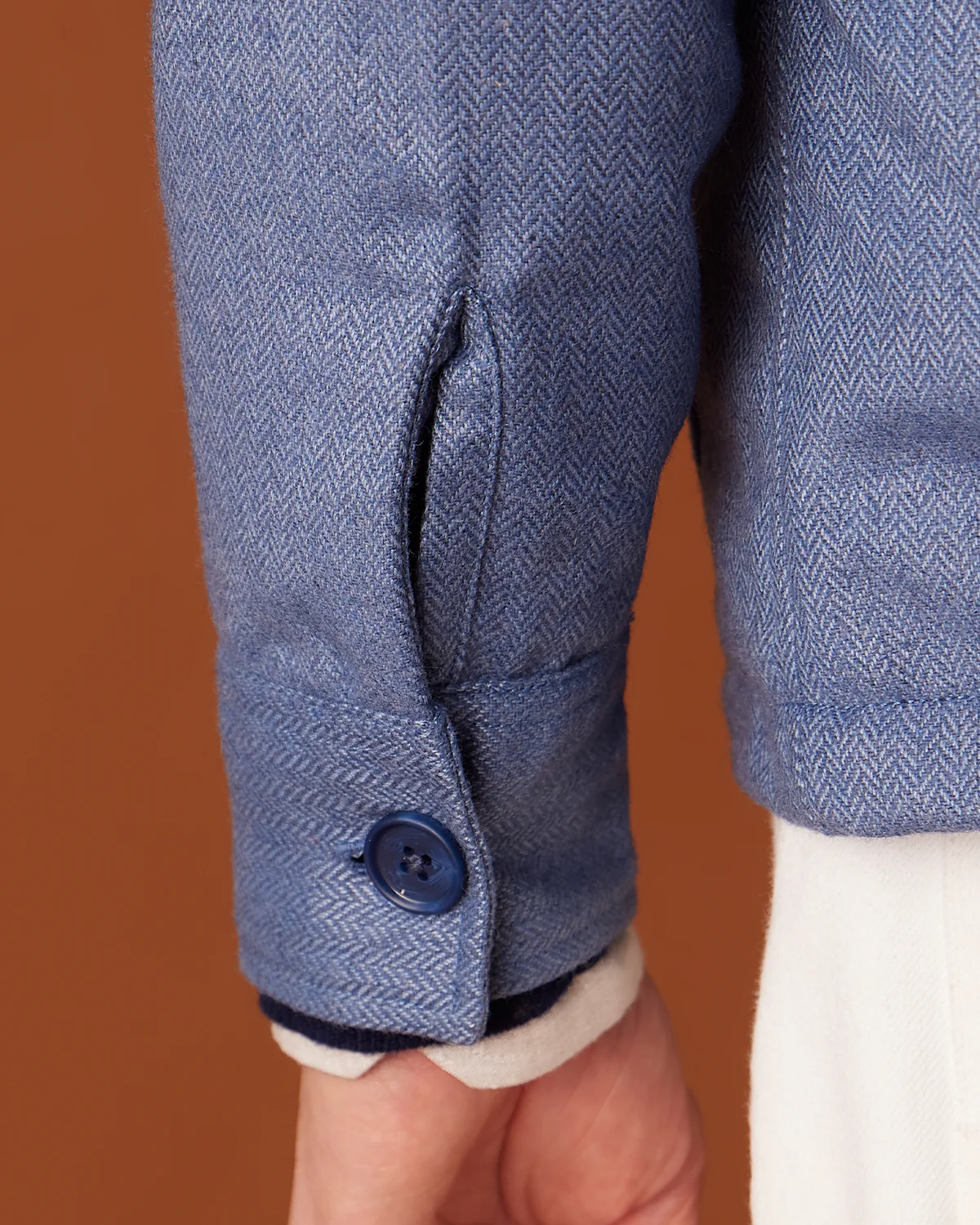 Hensley Herringbone Tweed Shacket - Blue - Image 6