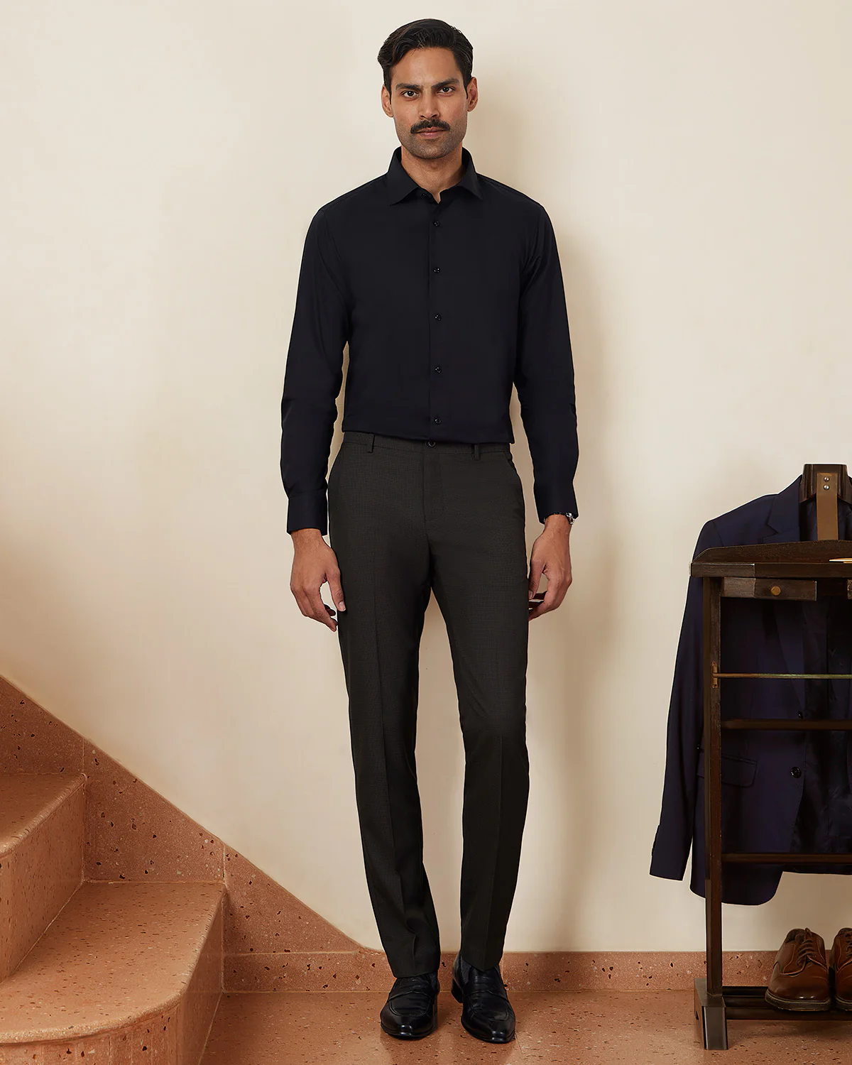 Infinia Houndstooth Stretch Dress Pants - Brown - Image 3