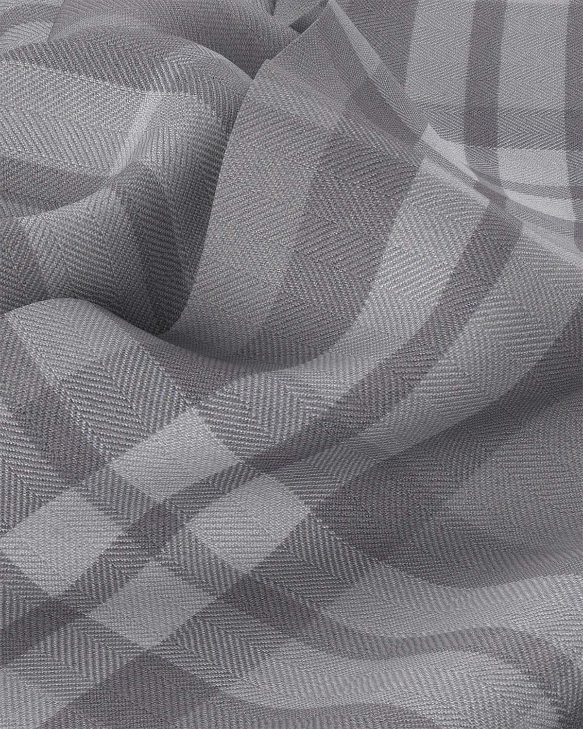 Japanese Brushed Herringbone Checked Shirt - Grey - Image 3