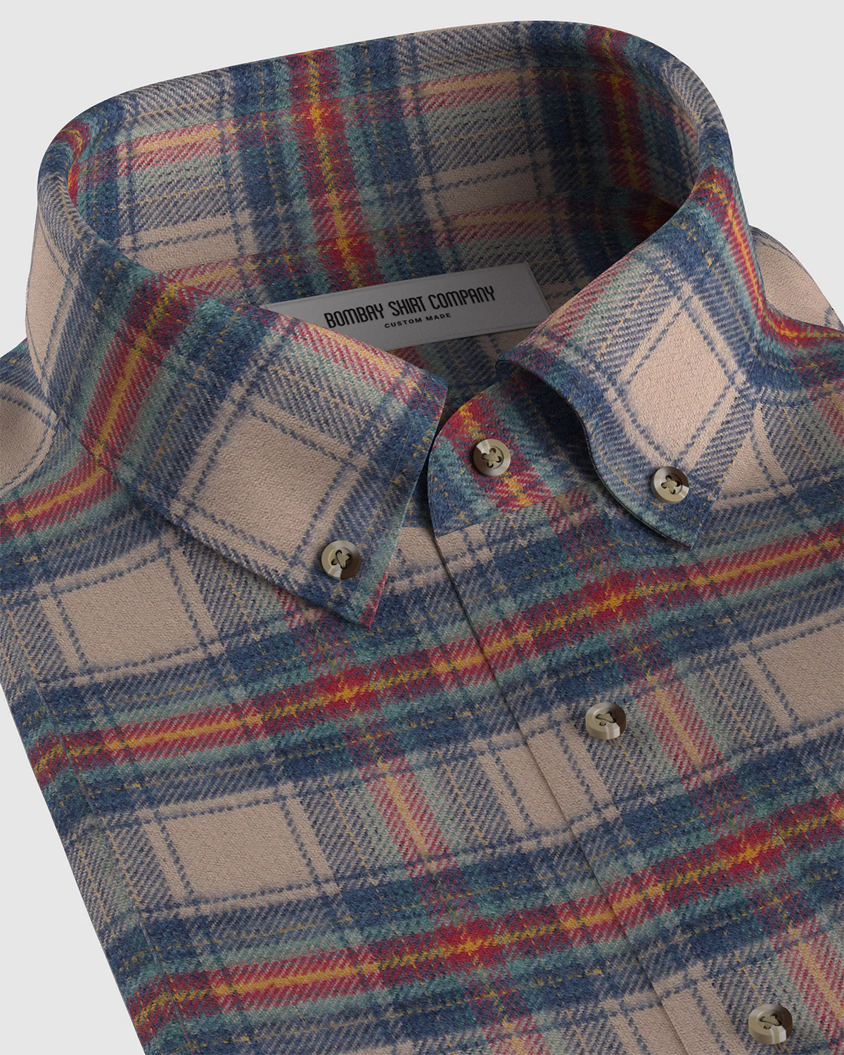 Japanese Brushed Twill Shirt - Beige & Blue