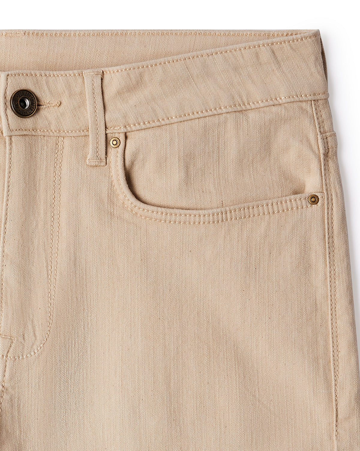 Japanese Canvas Ecru Stretch Jeans - Ecru - Image 2