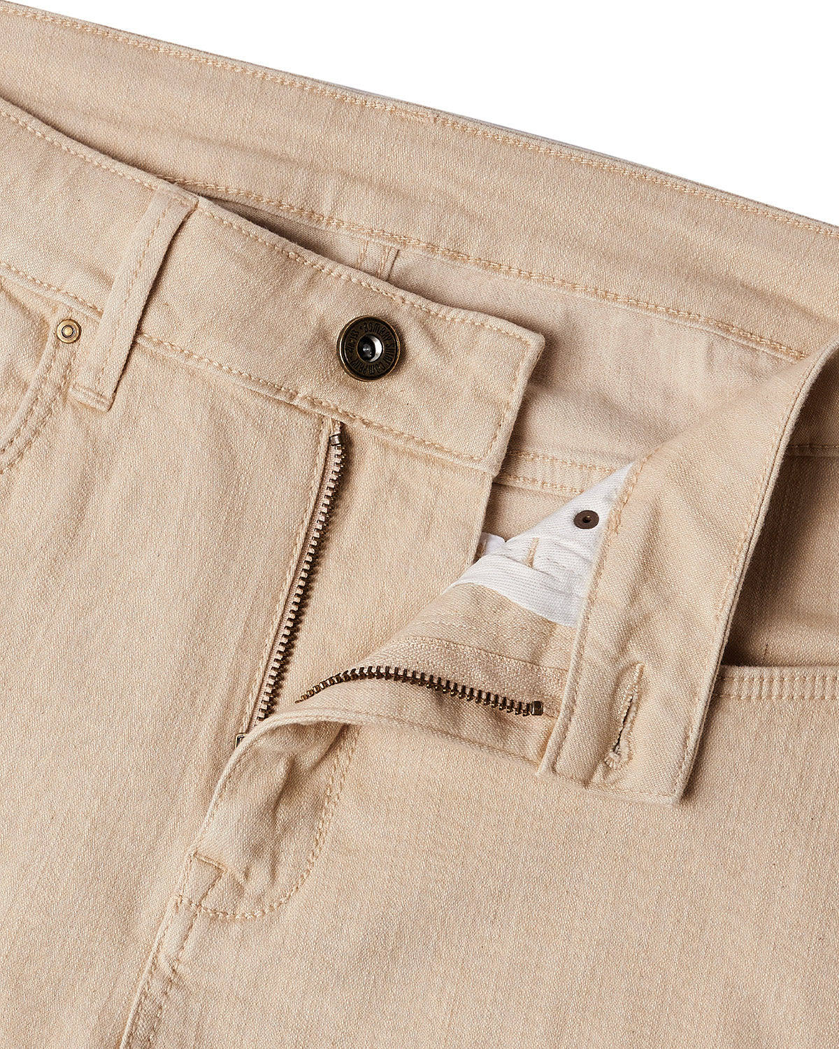 Japanese Canvas Ecru Stretch Jeans - Ecru - Image 5