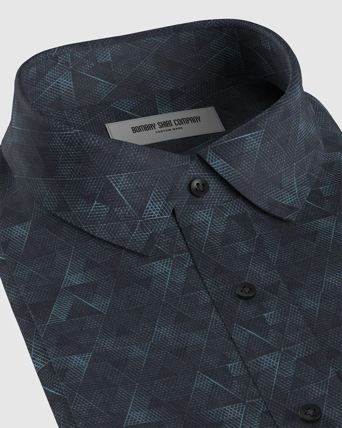 Japanese Dimensional Cube Printed Shirt - dark Blue