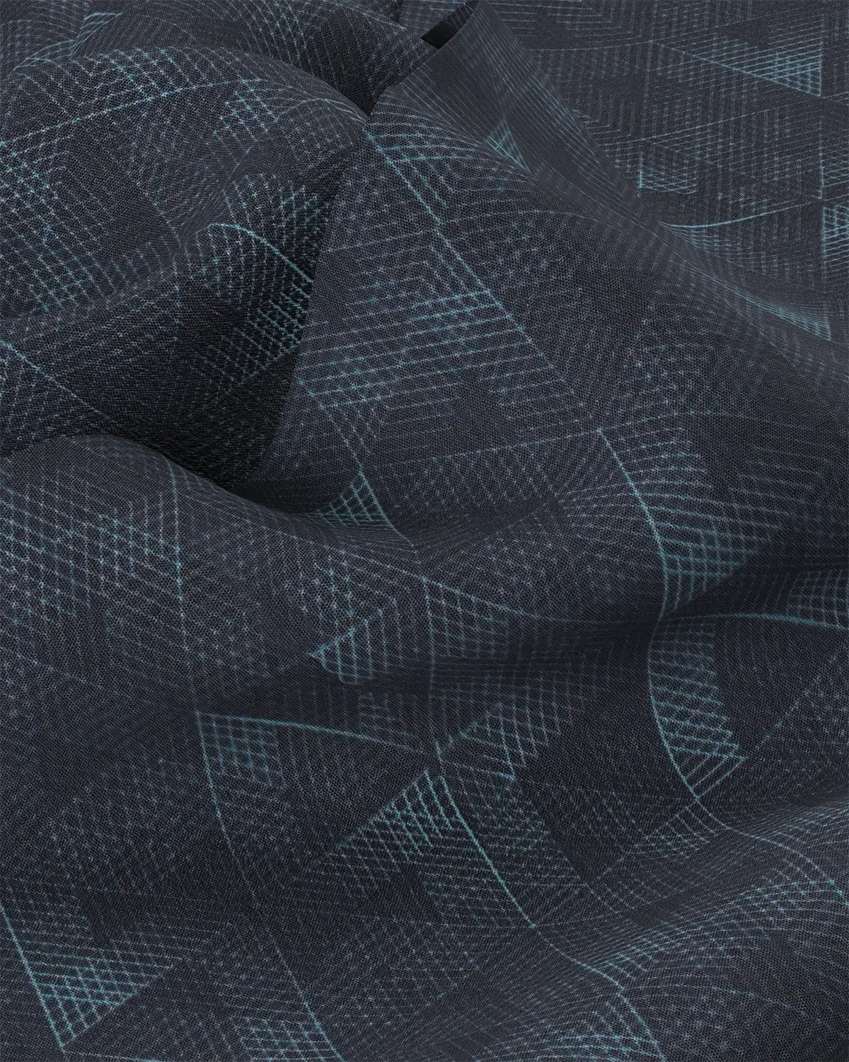 Japanese Dimensional Cube Printed Shirt - dark Blue - Image 3
