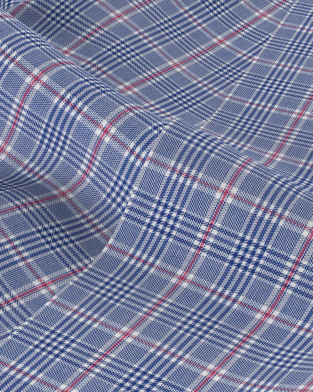 Japanese Dobby Checked Shirt - Blue & Red - Image 3