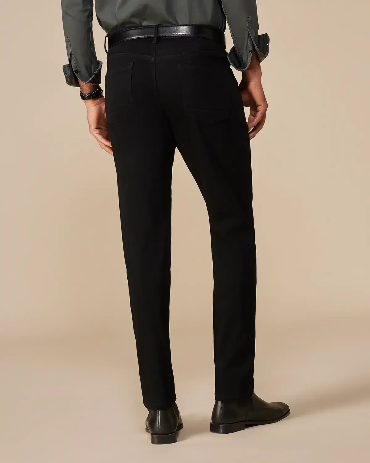 Japanese Dual Black Mid-Rise Stretch Jeans - Image 3