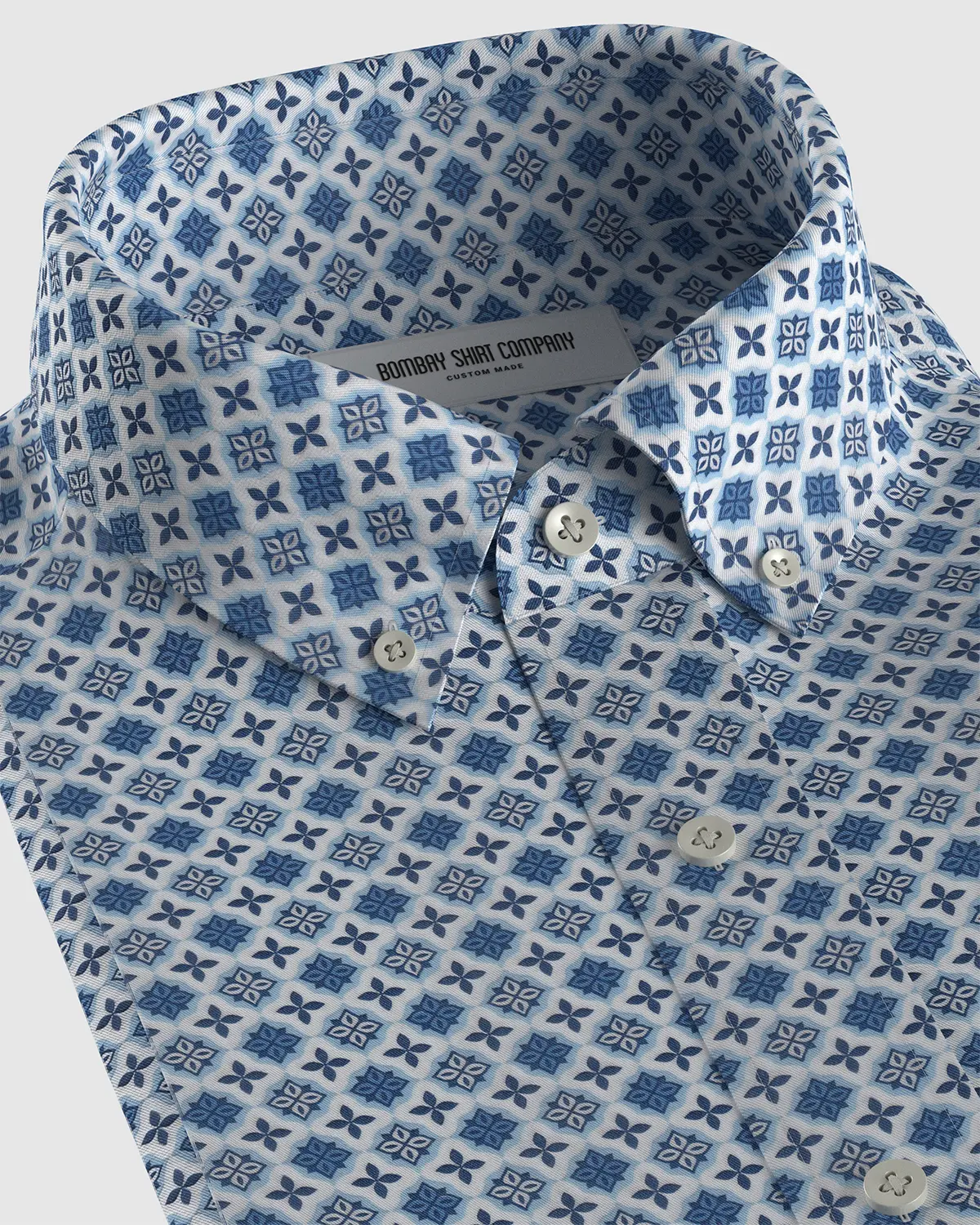 Japanese Heritage Tile Printed Shirt - Light Blue