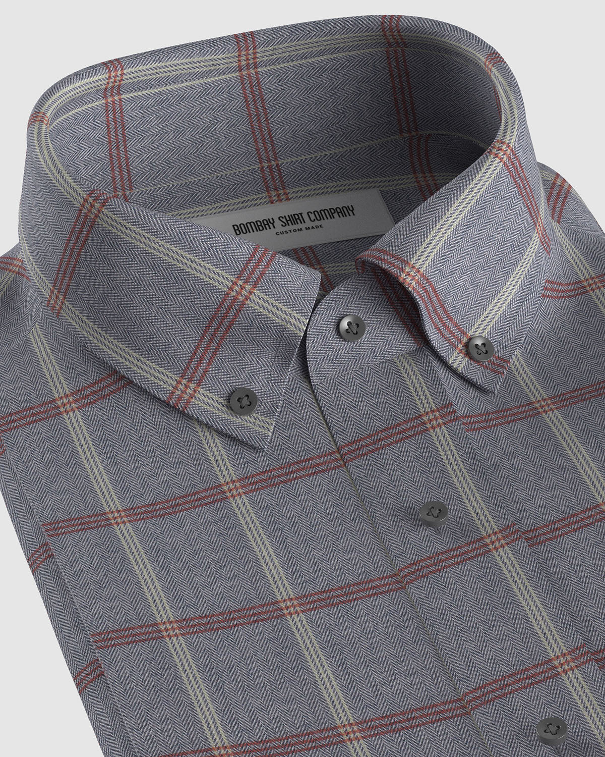 Japanese Herringbone Checked Shirt - Grey