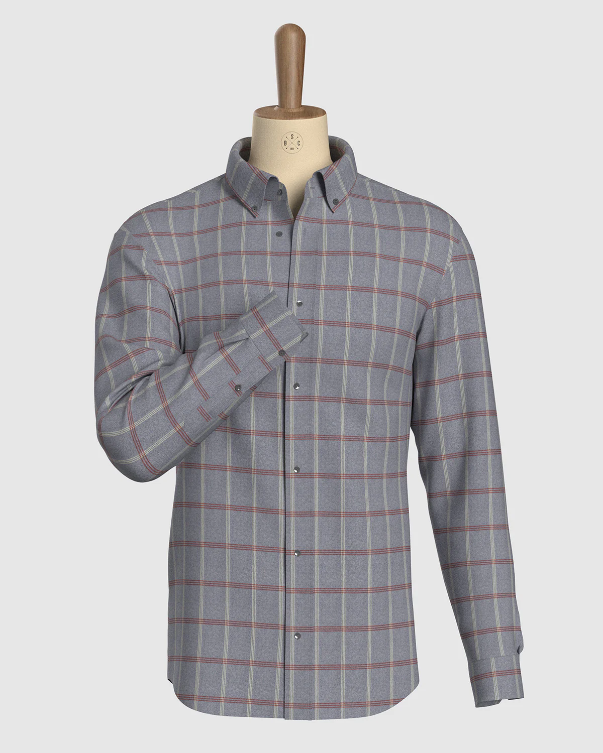 Japanese Herringbone Checked Shirt - Grey - Image 2