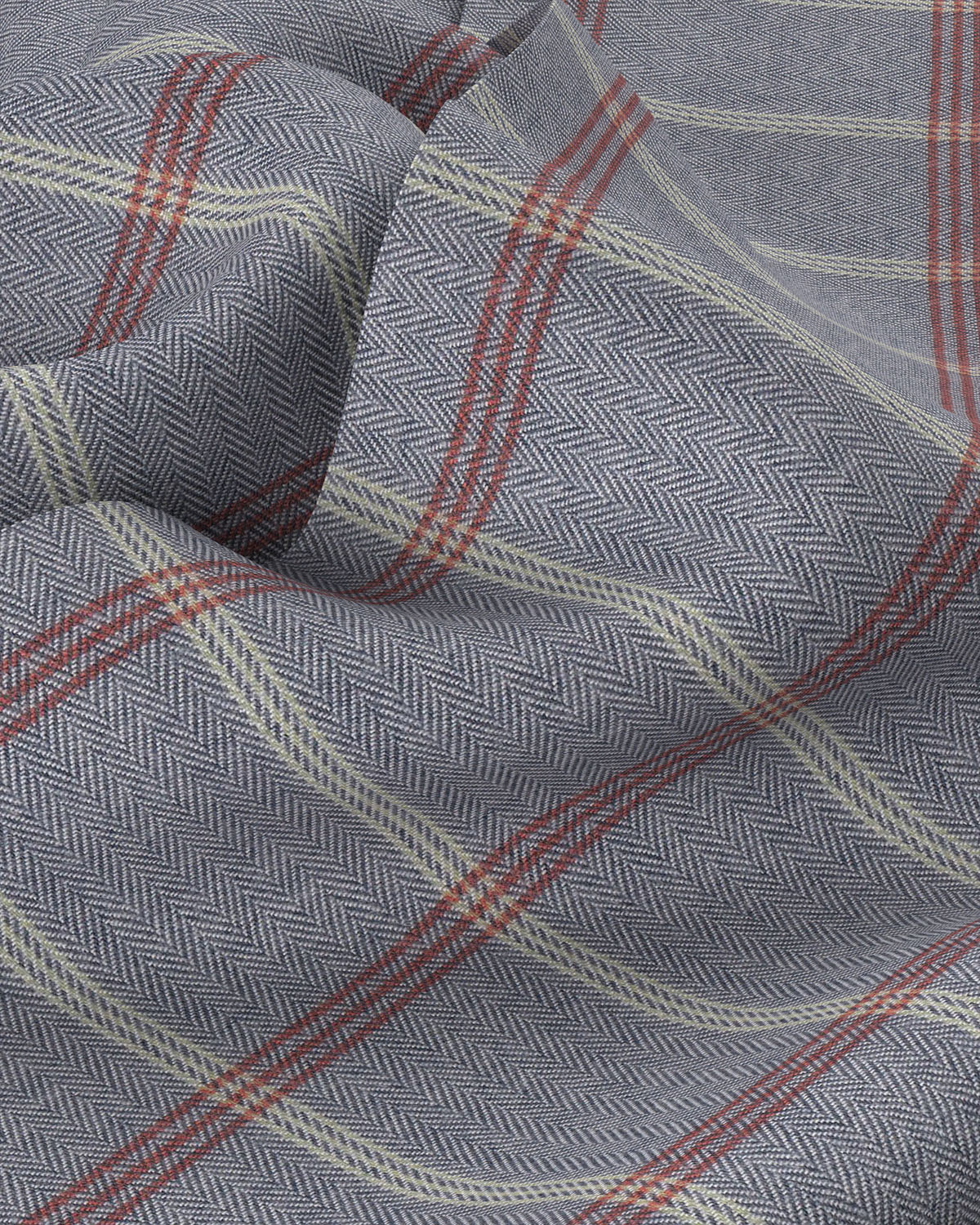 Japanese Herringbone Checked Shirt - Grey - Image 3