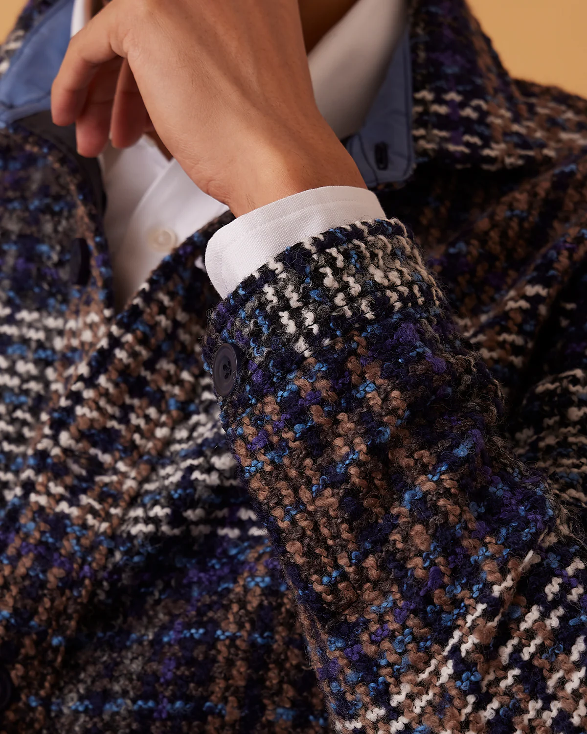 Japanese Hillcrest Tweed Shacket - Navy - Image 6