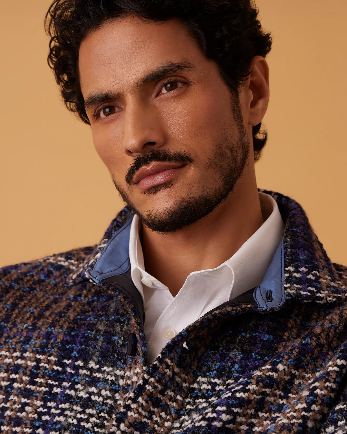 Japanese Hillcrest Tweed Shacket - Navy - Image 7