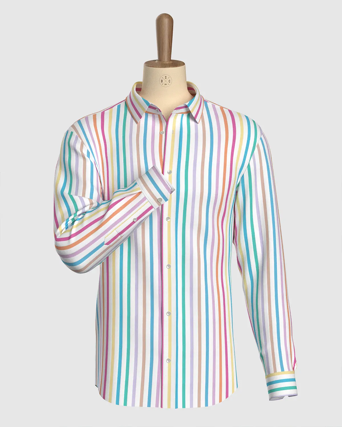 Japanese Stretch Dobby Striped Shirt - Multicoloured - Image 2