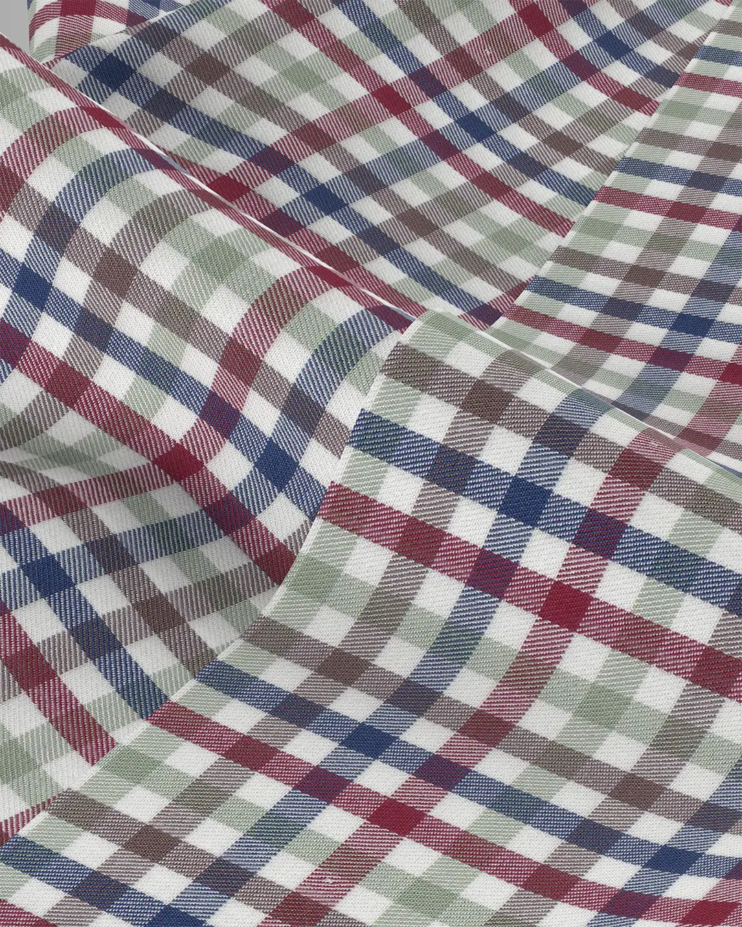 Japanese Twill Checked Shirt - Green, Red & Blue - Image 3