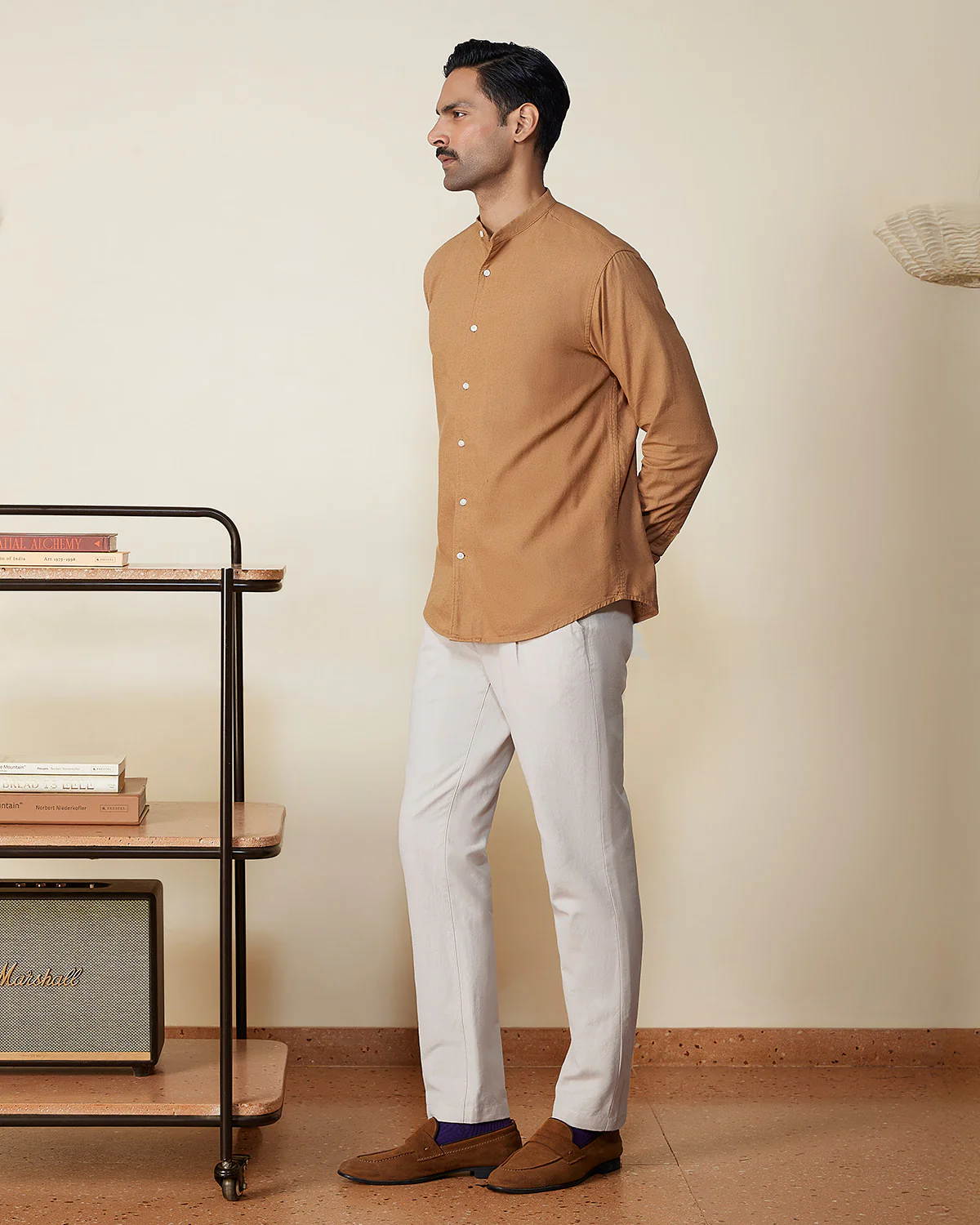 Khaki Cotton Linen Shirt - Image 4