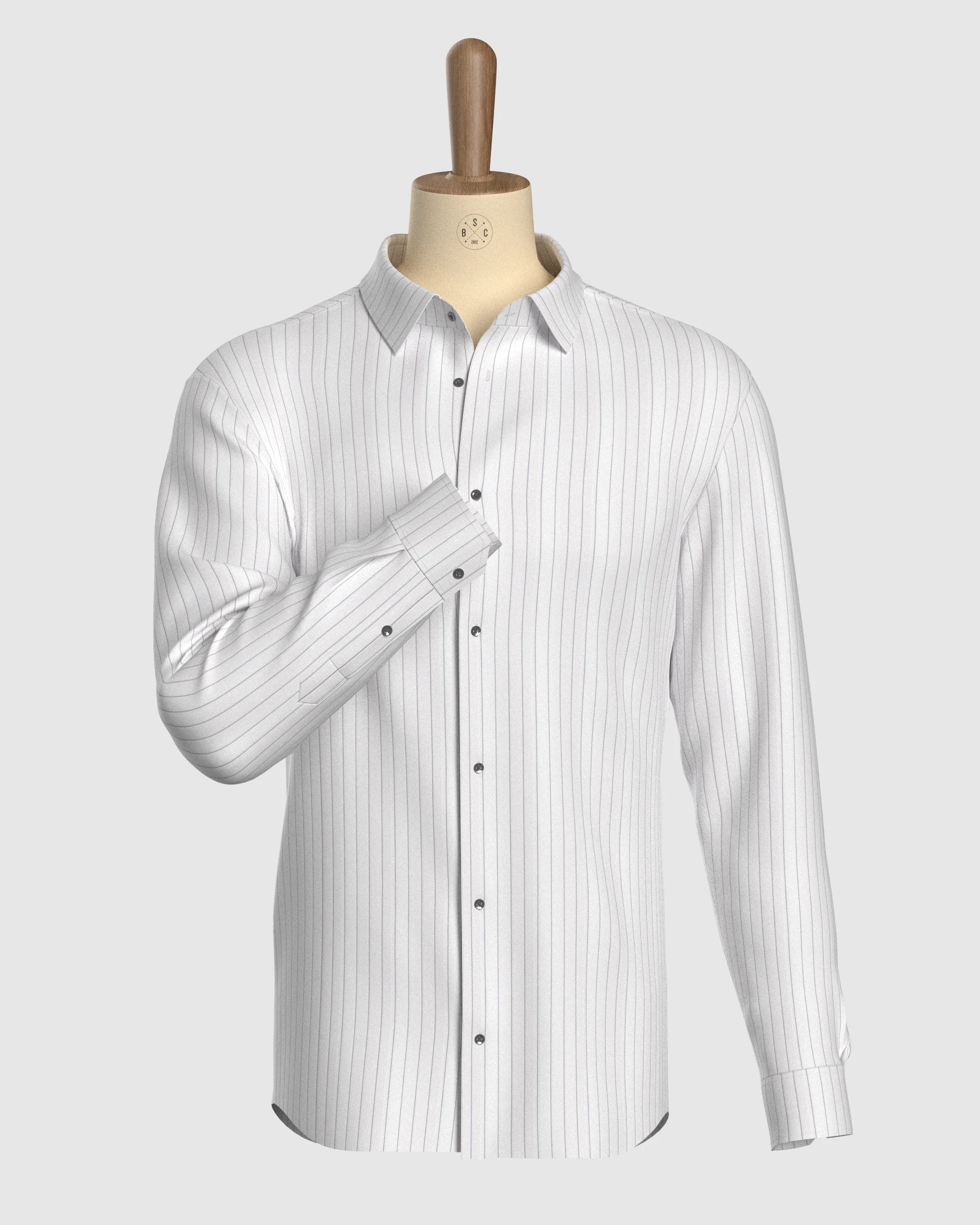 Langmere Twill Striped Shirt - White & Grey - Image 2