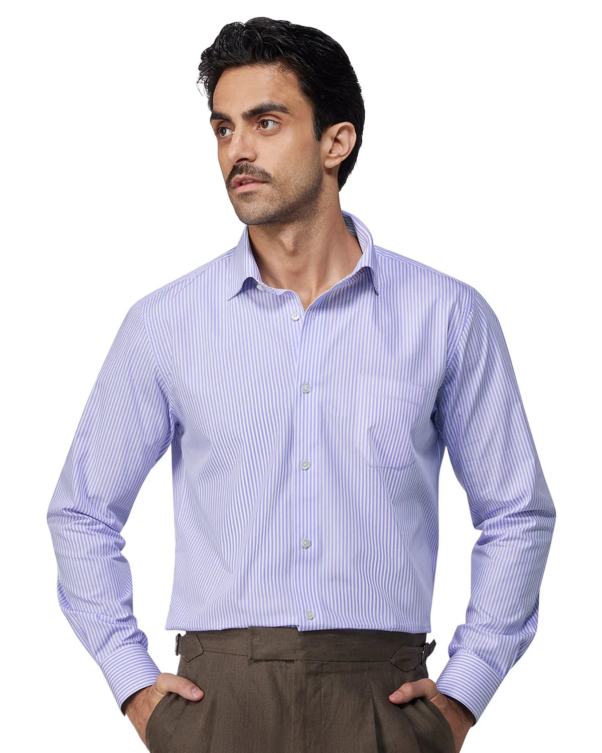 Lavender Cotton Oxford Striped Shirt - Image 2