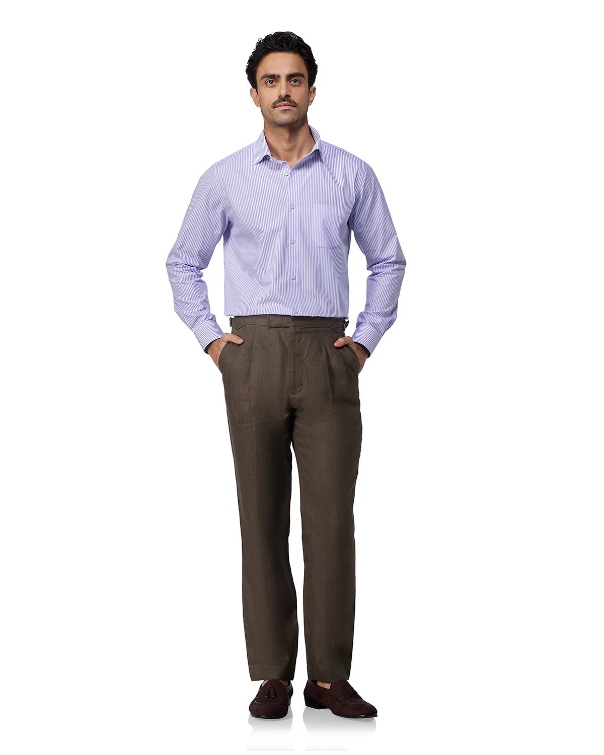 Lavender Cotton Oxford Striped Shirt - Image 4