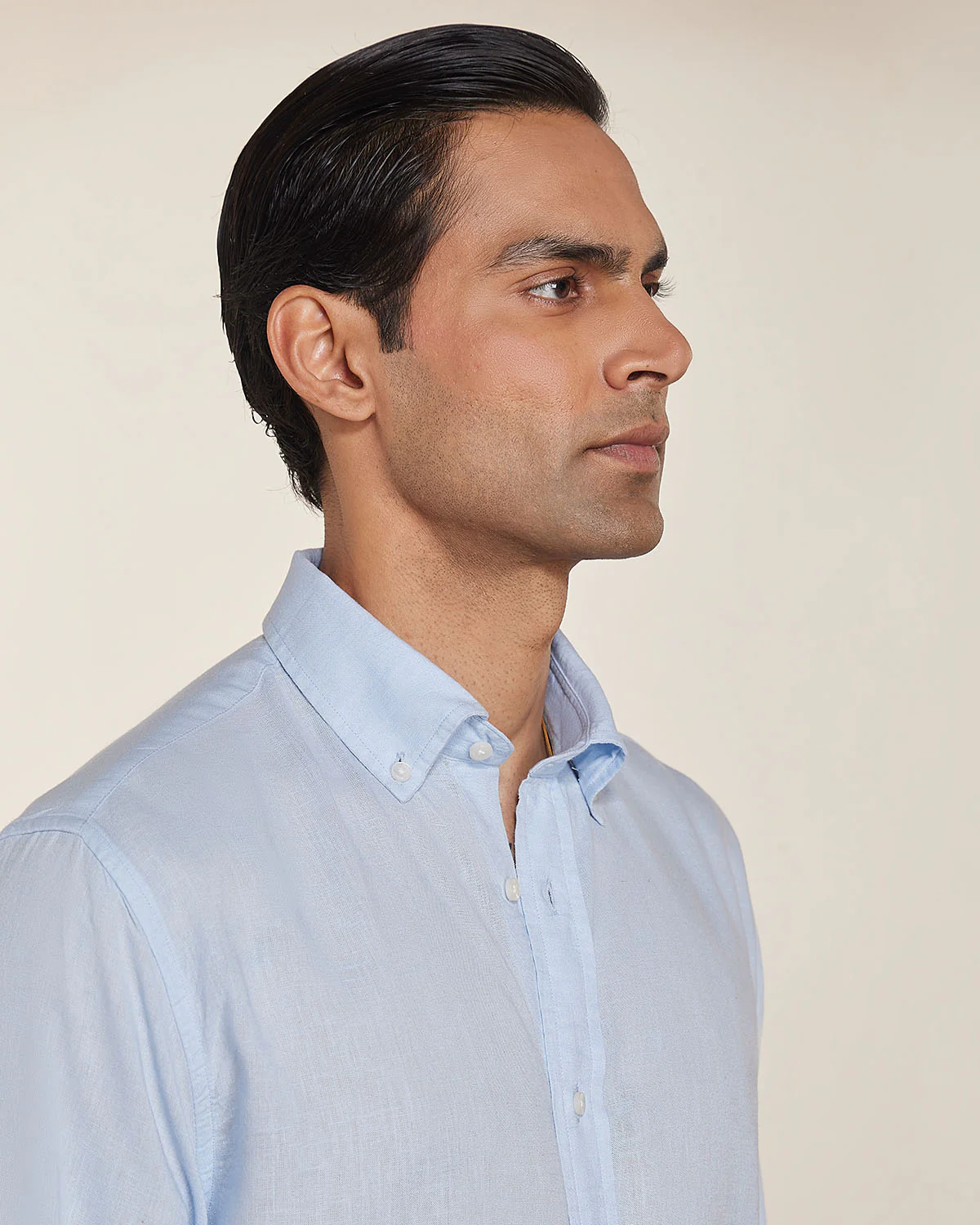 Light Blue Blended Linen Soft Washed Shirt - Image 3