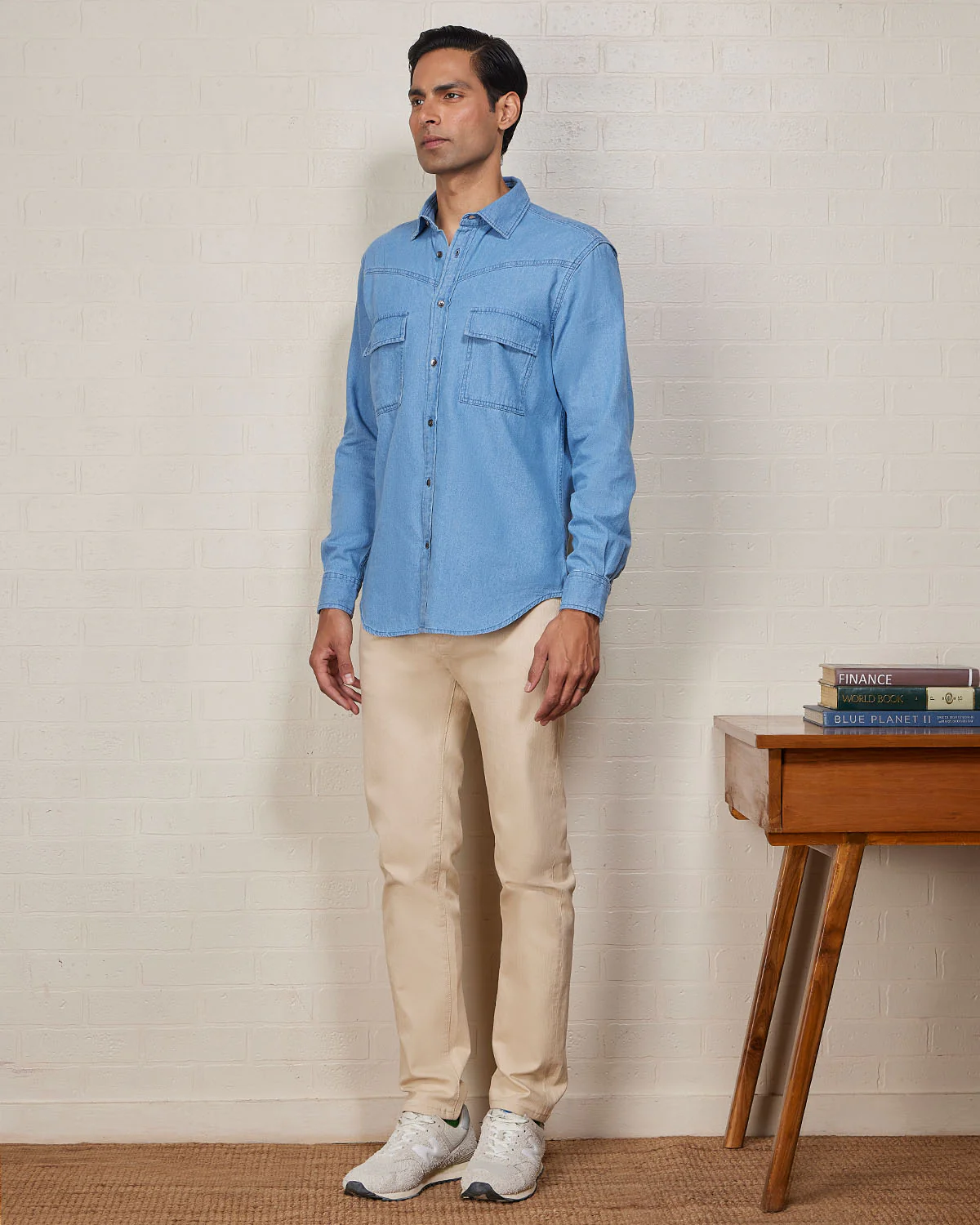 Light Blue Cotton Denim Shirt - Image 4
