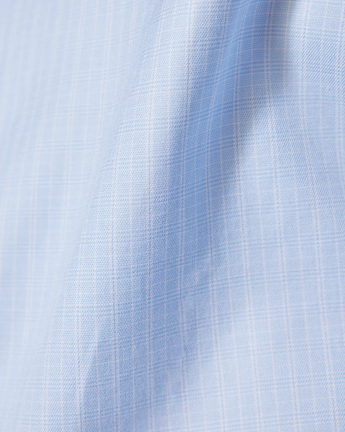 Light Blue Cotton Lyocell Checked Shirt - Image 6