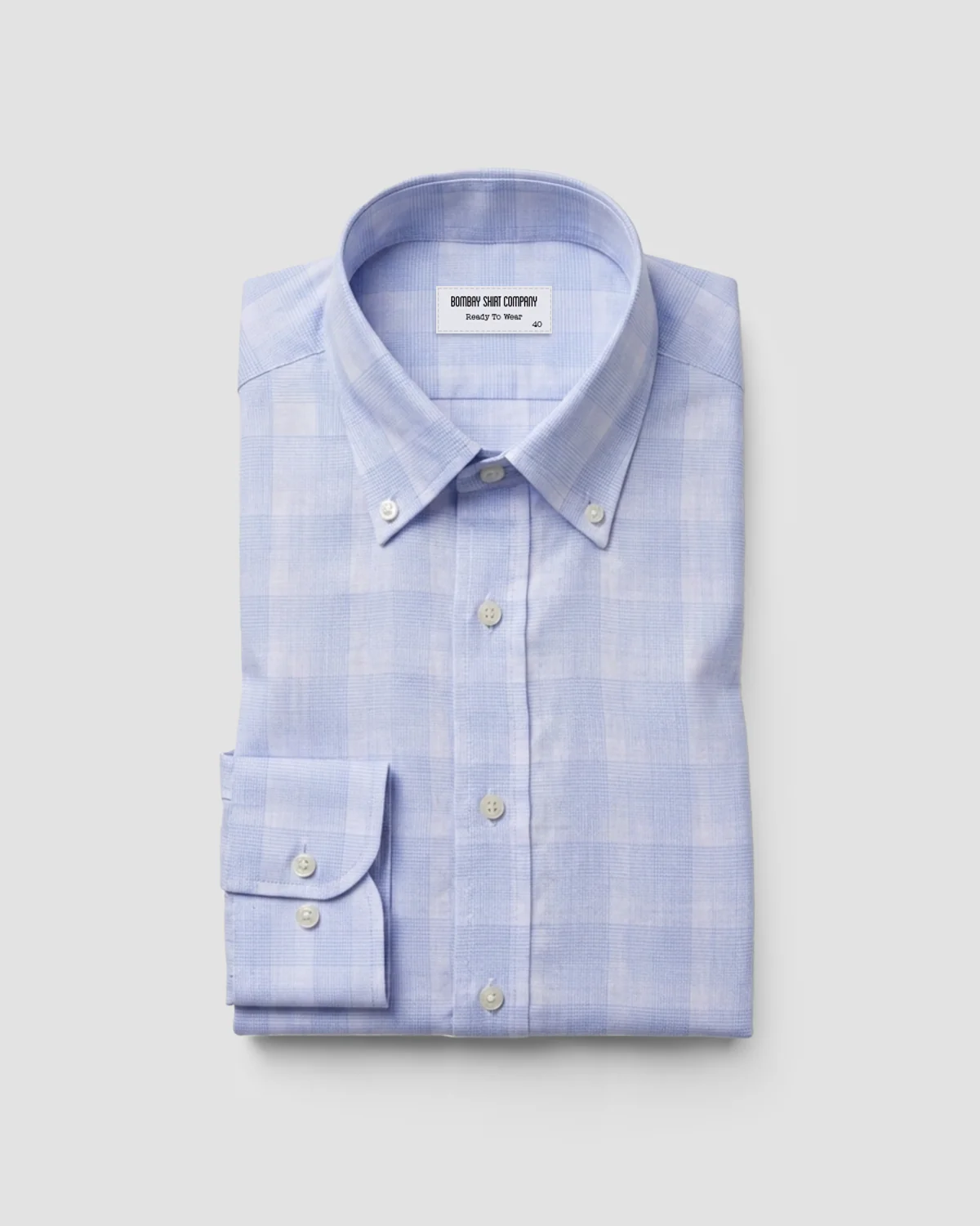 Light Blue Dobby Checked Shirt
