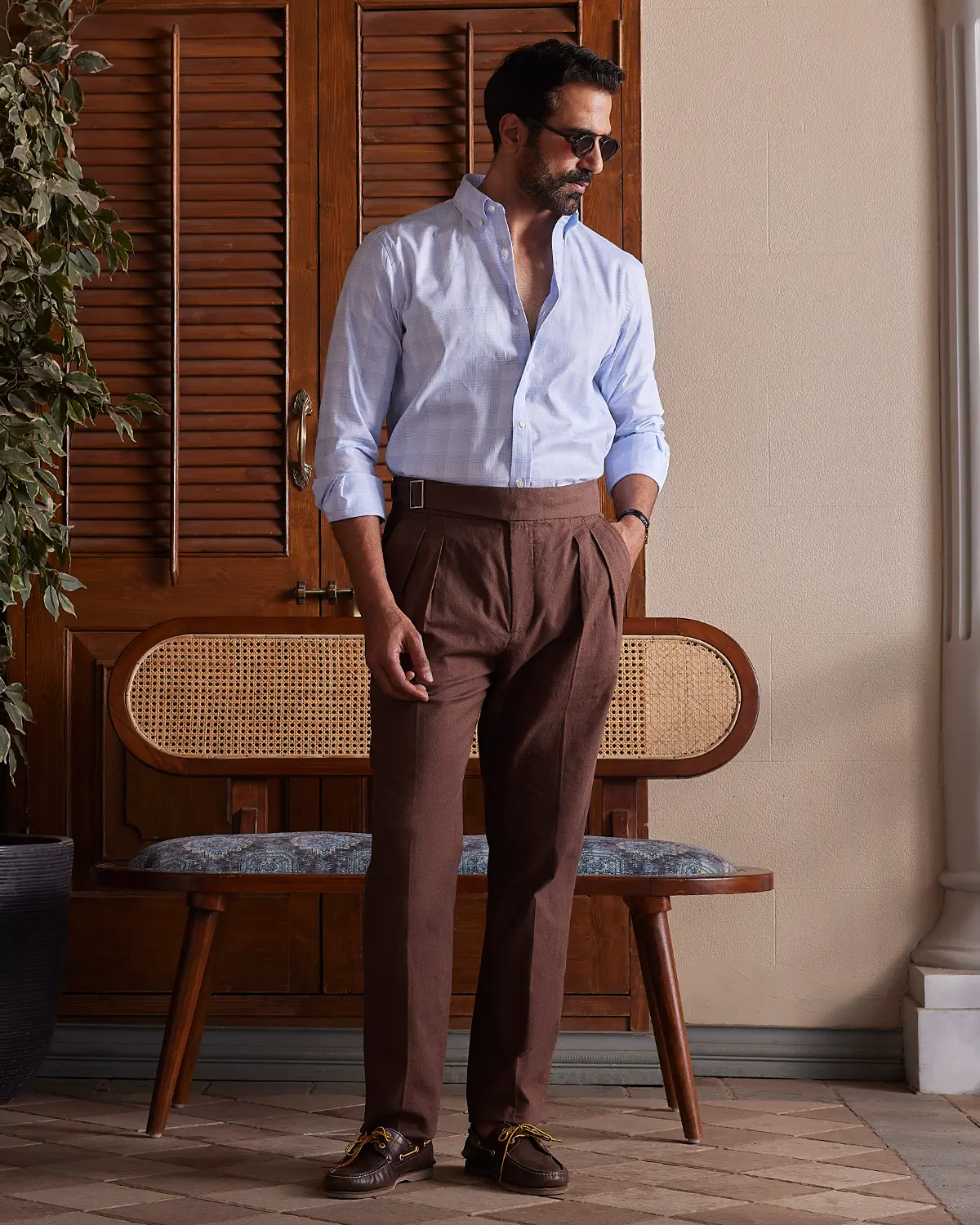Light Blue Dobby Checked Shirt - Image 4
