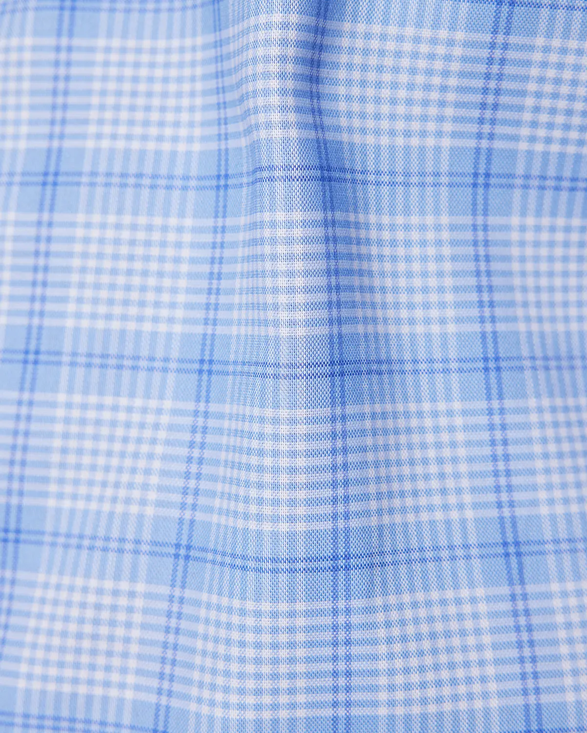 Light Blue Stretch Oxford Checked Shirt - Image 5