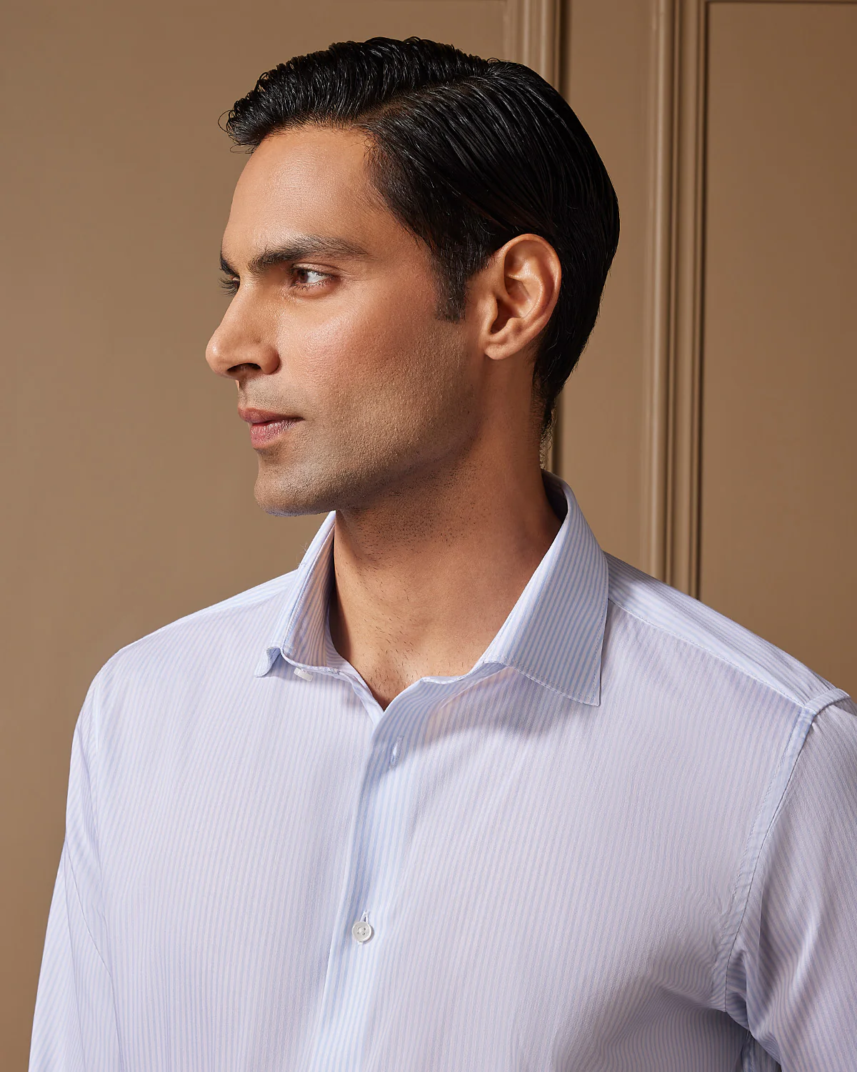 Light Blue & White Poplin Striped Shirt - Image 2