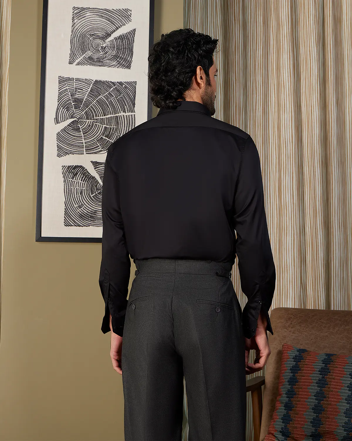 Luthai Easy-Care Black Twill Shirt - Image 2