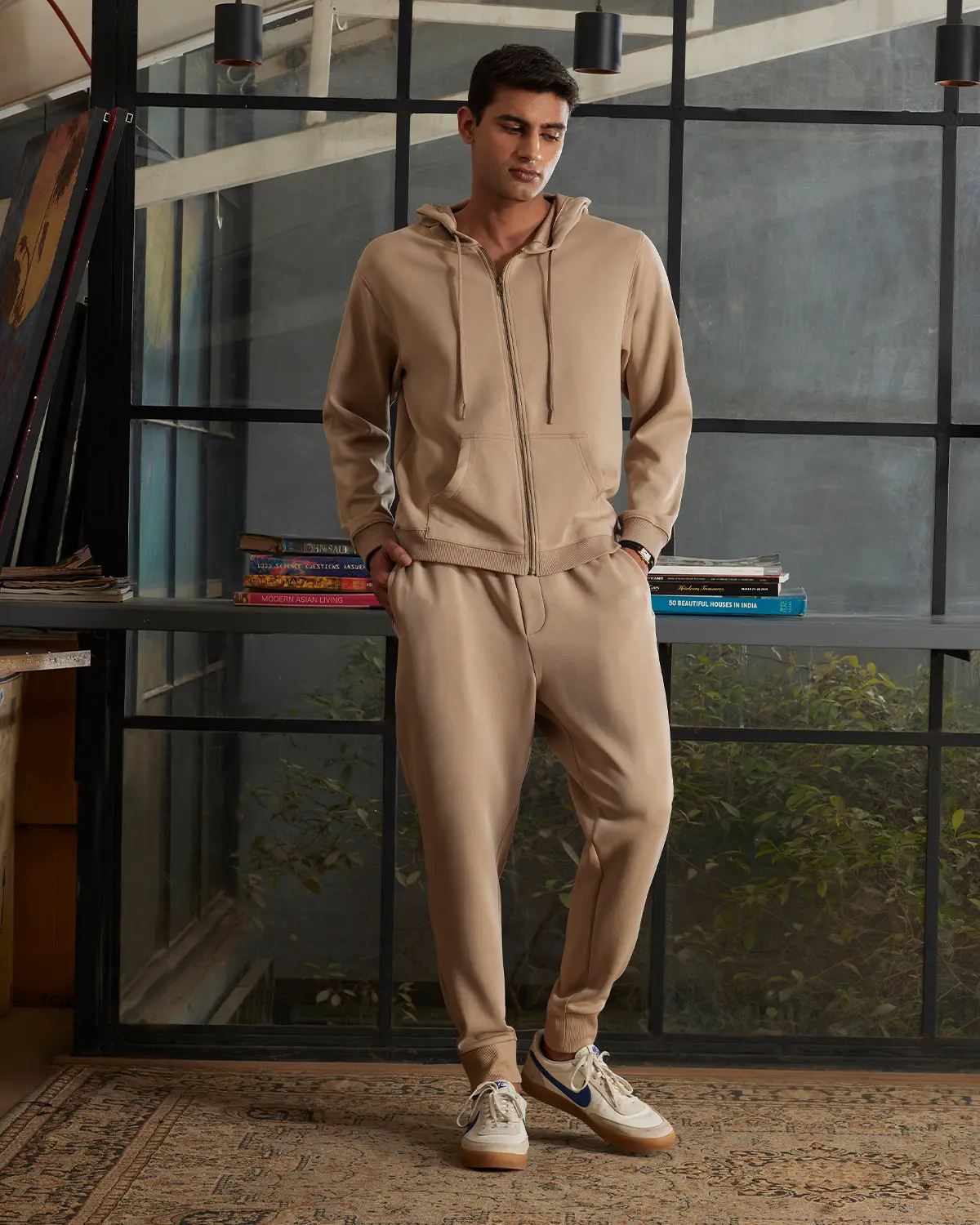 Luxe Journey Zipper Hoodie - Beige - Image 2
