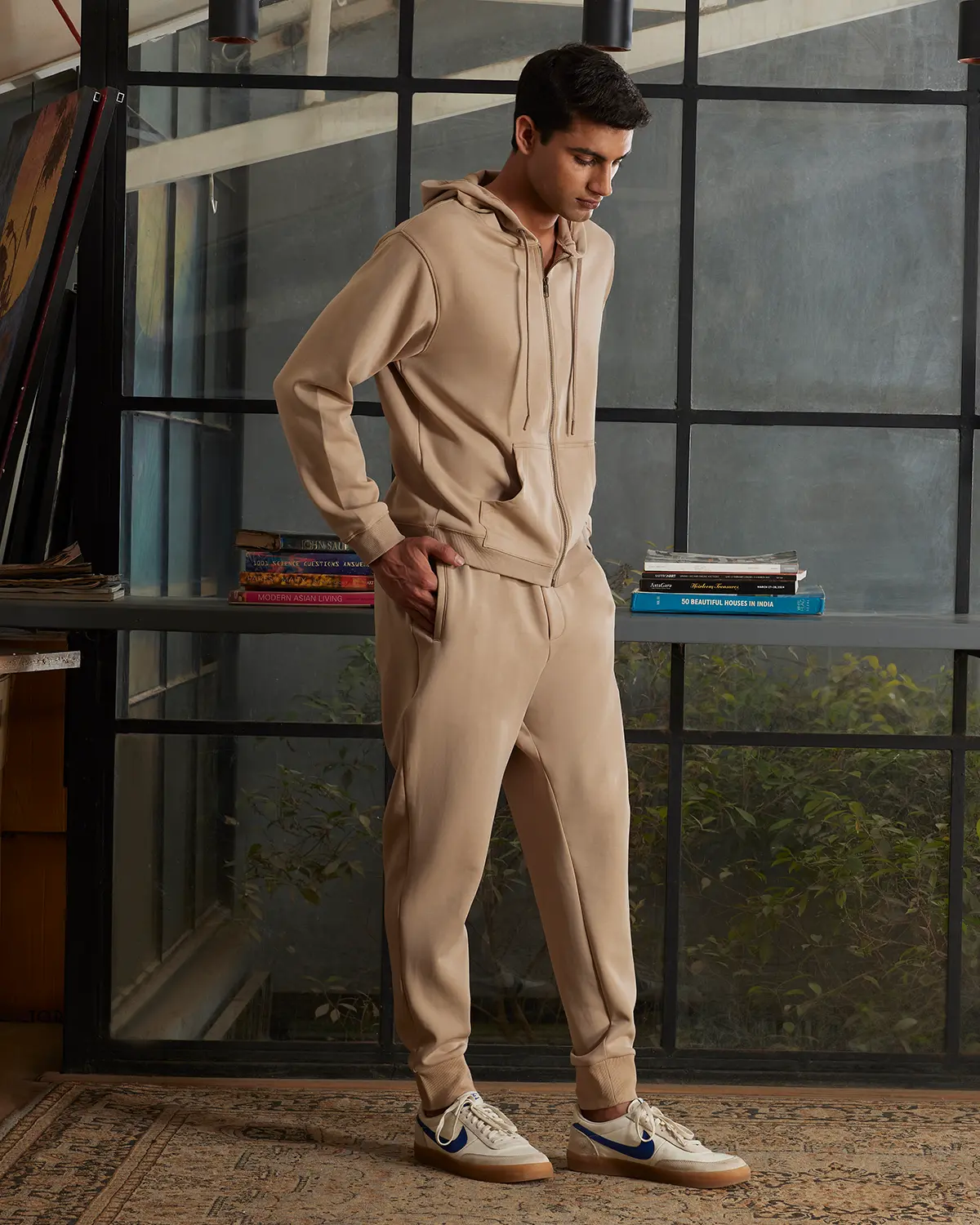 Luxe Journey Zipper Hoodie - Beige - Image 3