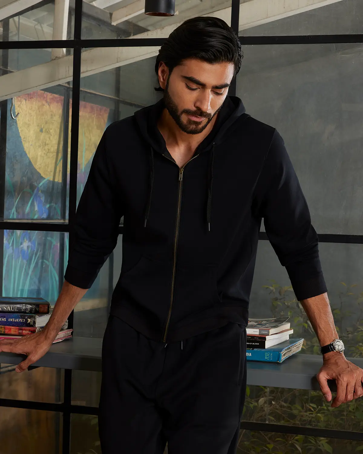 Luxe Journey Zipper Hoodie - Black - Image 3